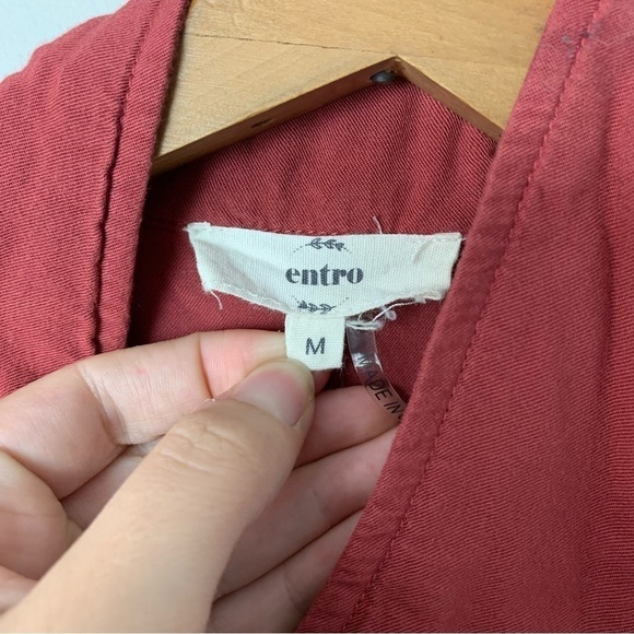 [ENTRO] Women's Brick Red Orange Sleeveless Zip Up Vest - Picture 3 of 7